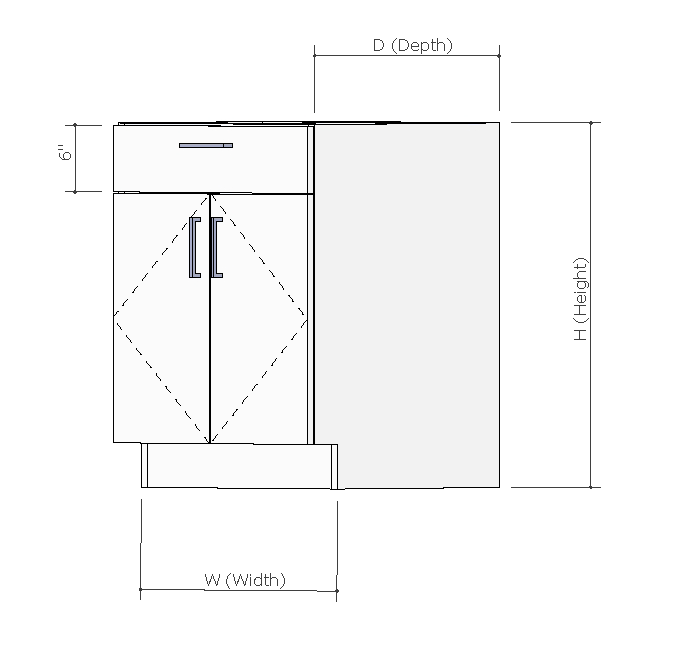 Base Cabinet, Two Door, One Drawer