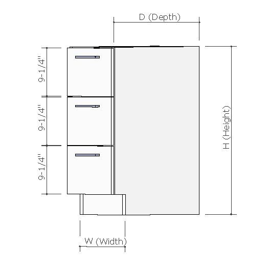 Base Cabinet, Three Drawer